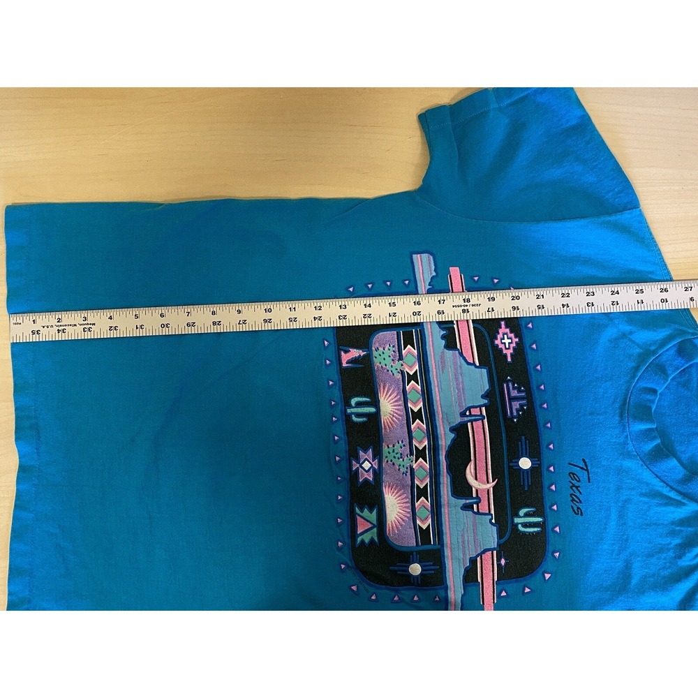 Vintage Turquoise Texas L Anvil T-shirt Single Stitch USA Southwestern - Picture 9 of 11